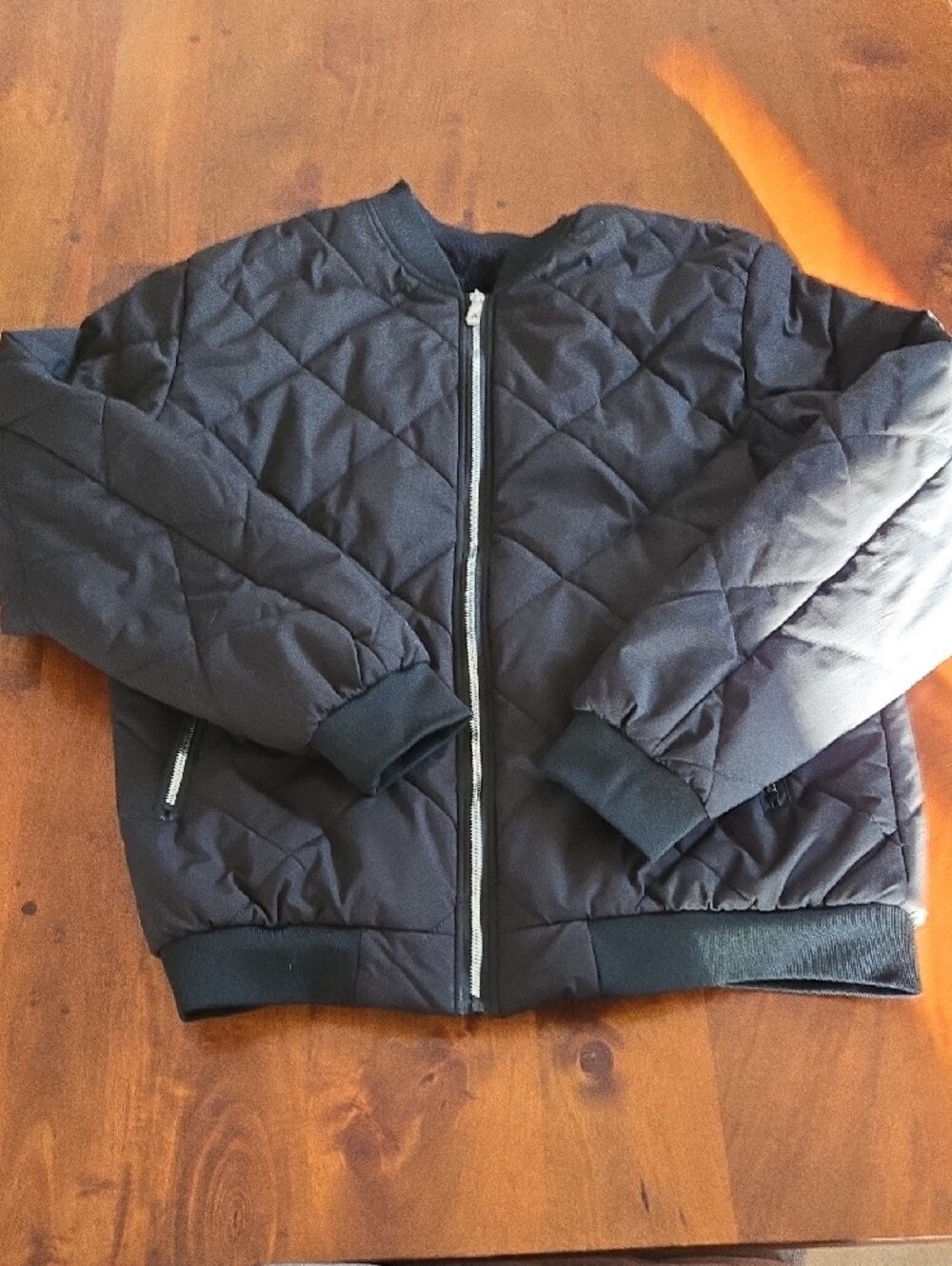 Unbranded Black Quilted Bomber Jacket Size XL